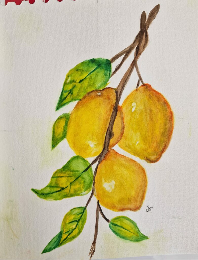 Peinture à l'aquarelle représentant un citron