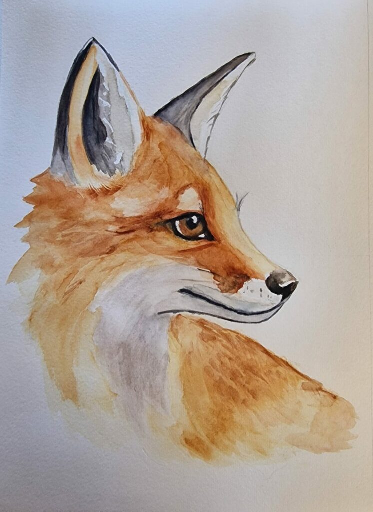 Peinture aquarelle réalisée par une jeune élève à l'Atelier Carré d'Art's.